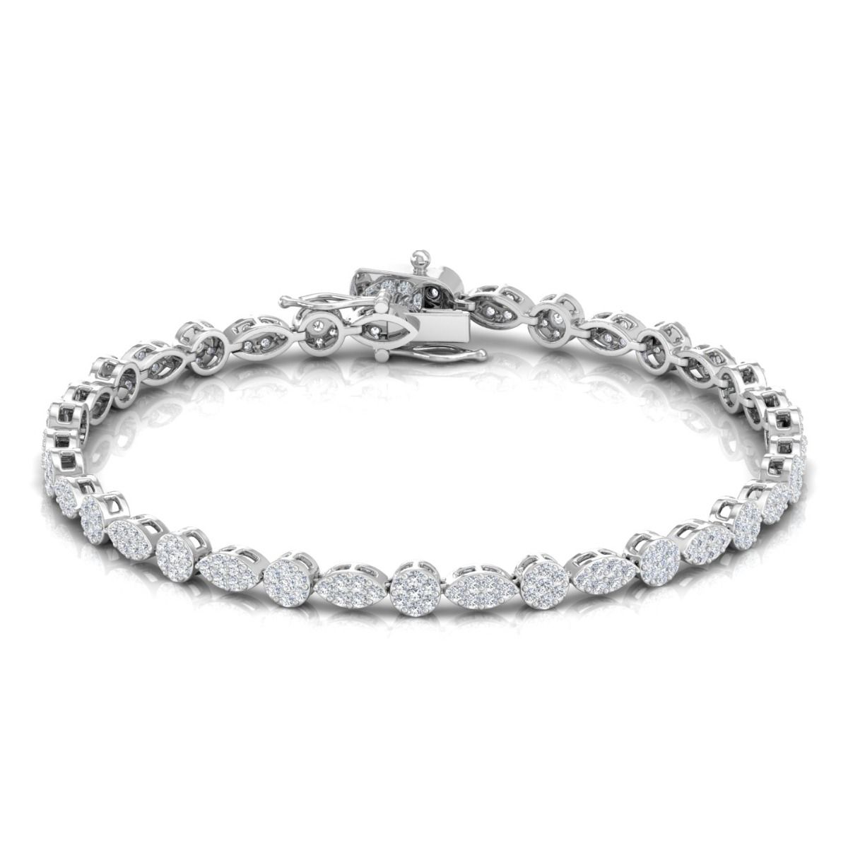 Solid 14 Kt White Gold SI Clarity HI Color Diamond Designer Bracelet