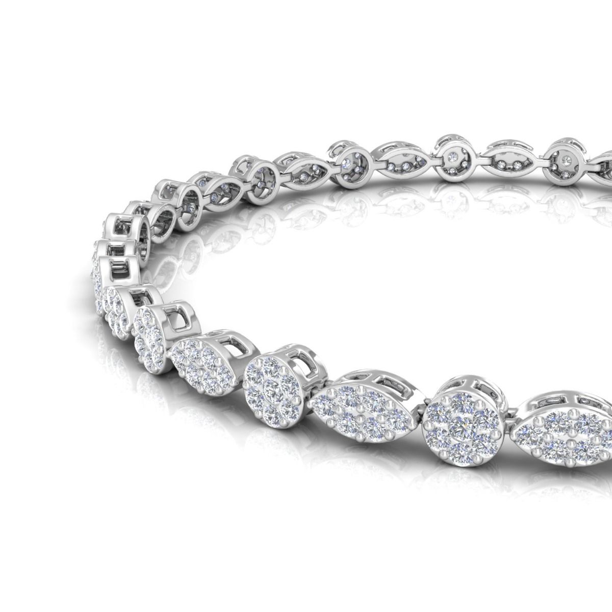 Solid 14 Kt White Gold SI Clarity HI Color Diamond Designer Bracelet