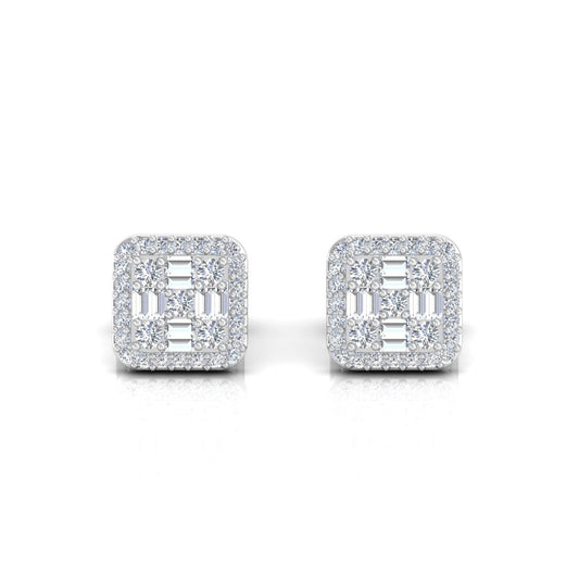 Natural 0.35 Ct. HI/SI Baguette Diamond Stud Earrings 14Kt Gold Jewelry NEW