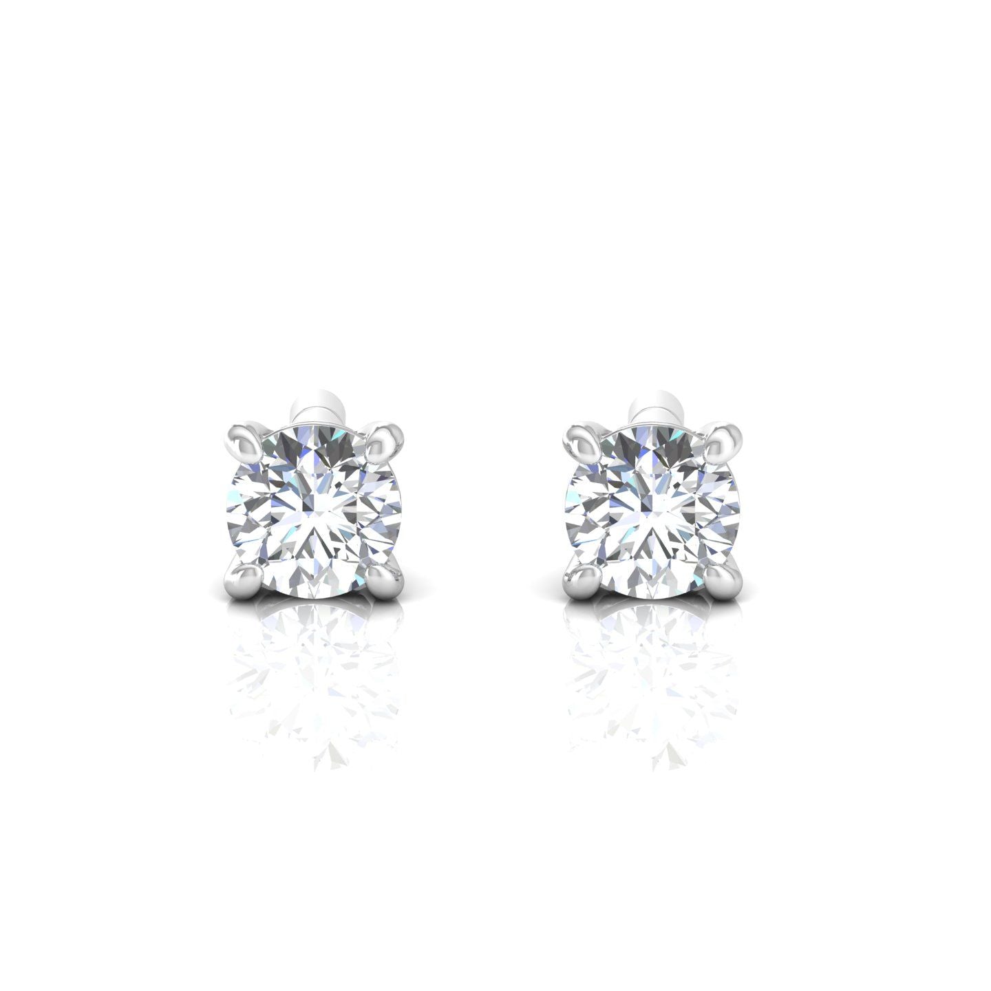 Solid 14 Kt Gold SI/HI Solitaire Diamond Minimalist Stud Earrings Jewelry