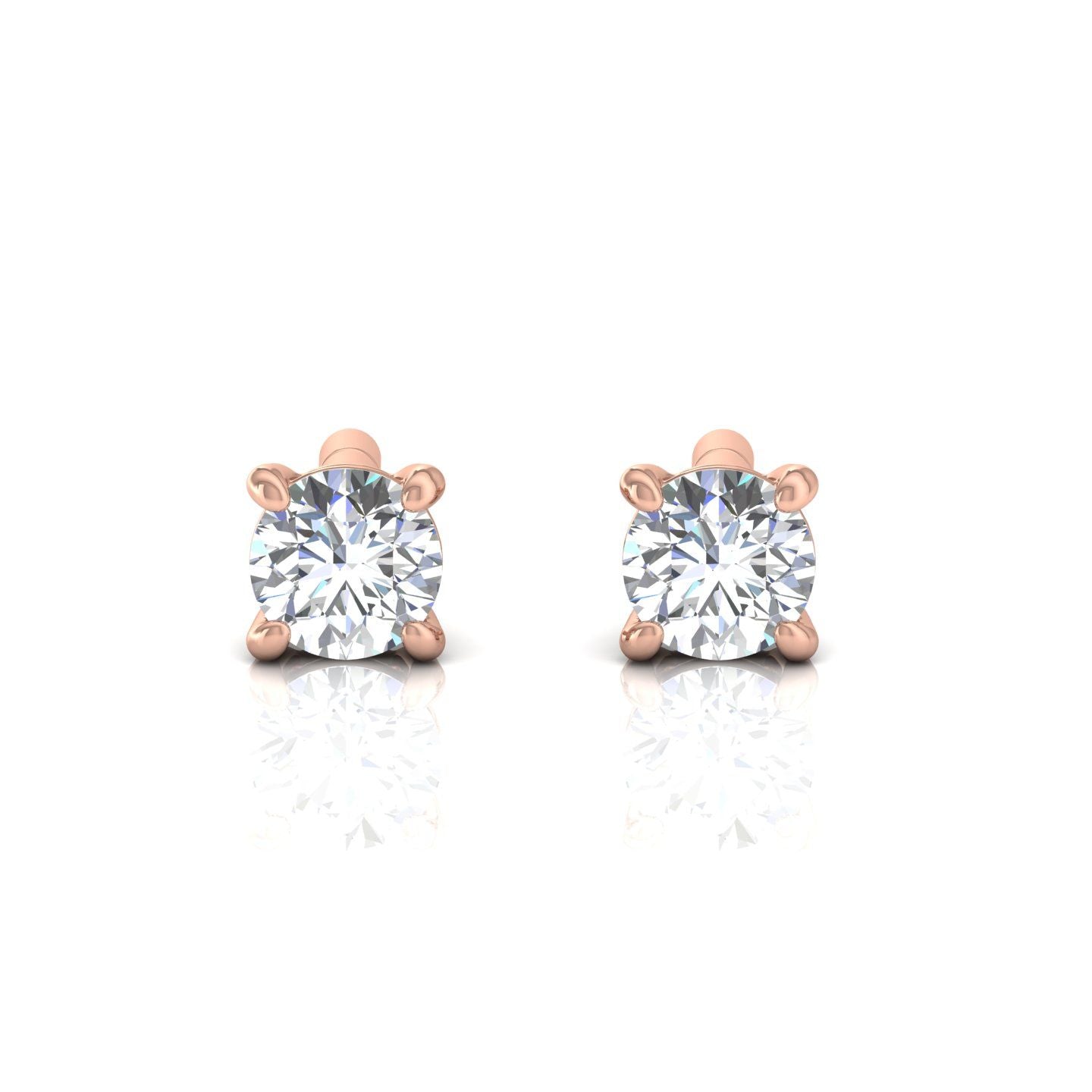 Solid 14 Kt Gold SI/HI Solitaire Diamond Minimalist Stud Earrings Jewelry