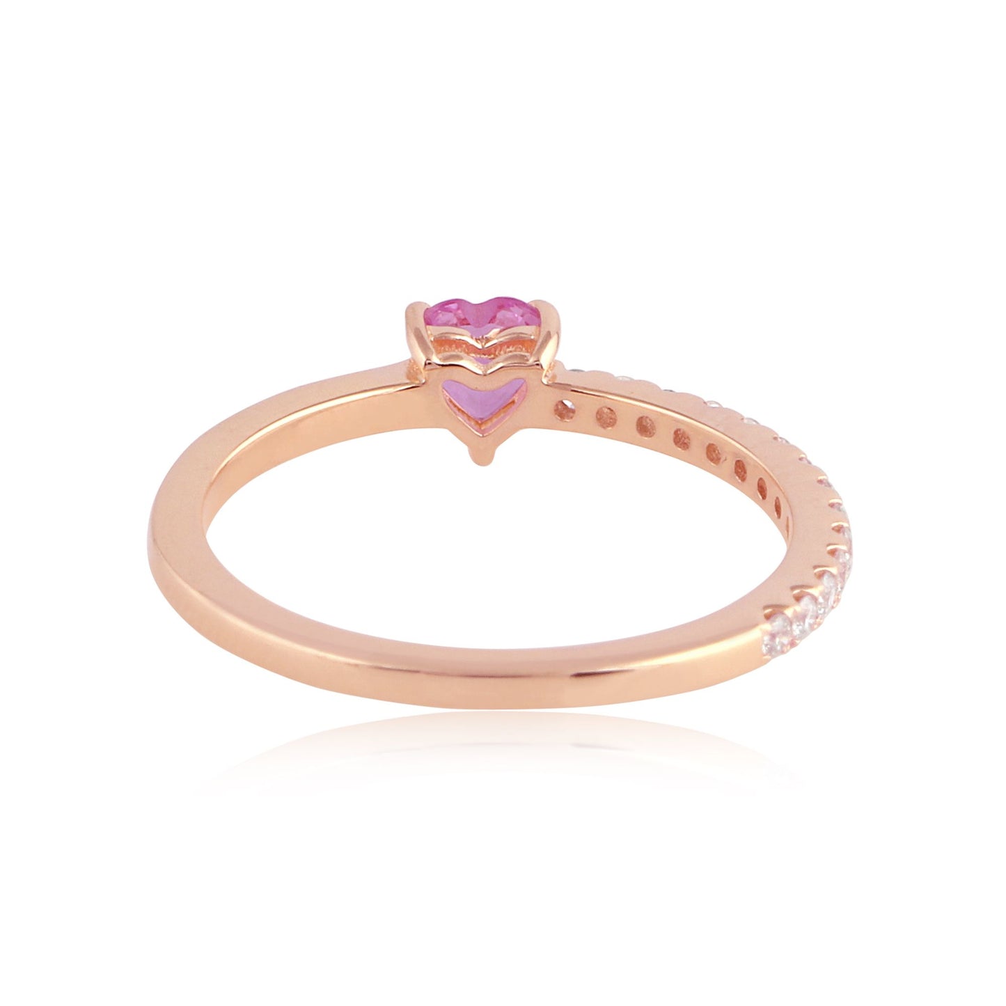 Heart Shaped Pink Saphhire Solid 14Kt Rose Gold SI Clarity HI Color Diamond Proposal Ring