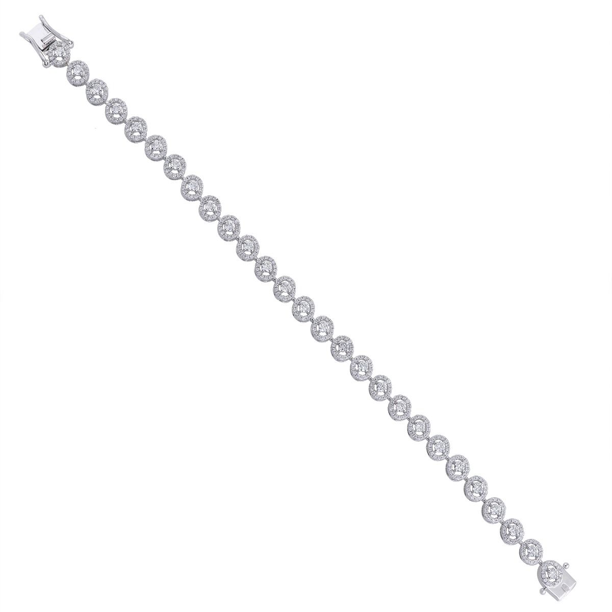 2.6 TCW Solid 14 Kt White Gold SI Clarity HI Color Diamond Dainty Bracelet