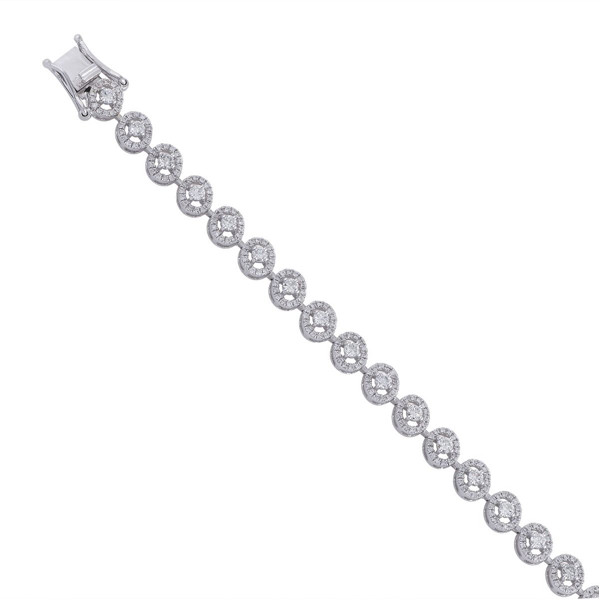 2.6 TCW Solid 14 Kt White Gold SI Clarity HI Color Diamond Dainty Bracelet