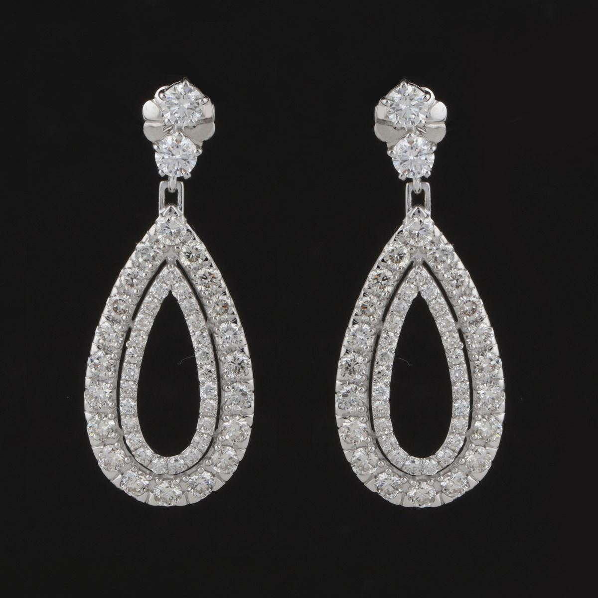 4.9 TCW Solid 14 Kt White Gold SI Clarity HI Color Pave Diamond Fine Dangle Earrings