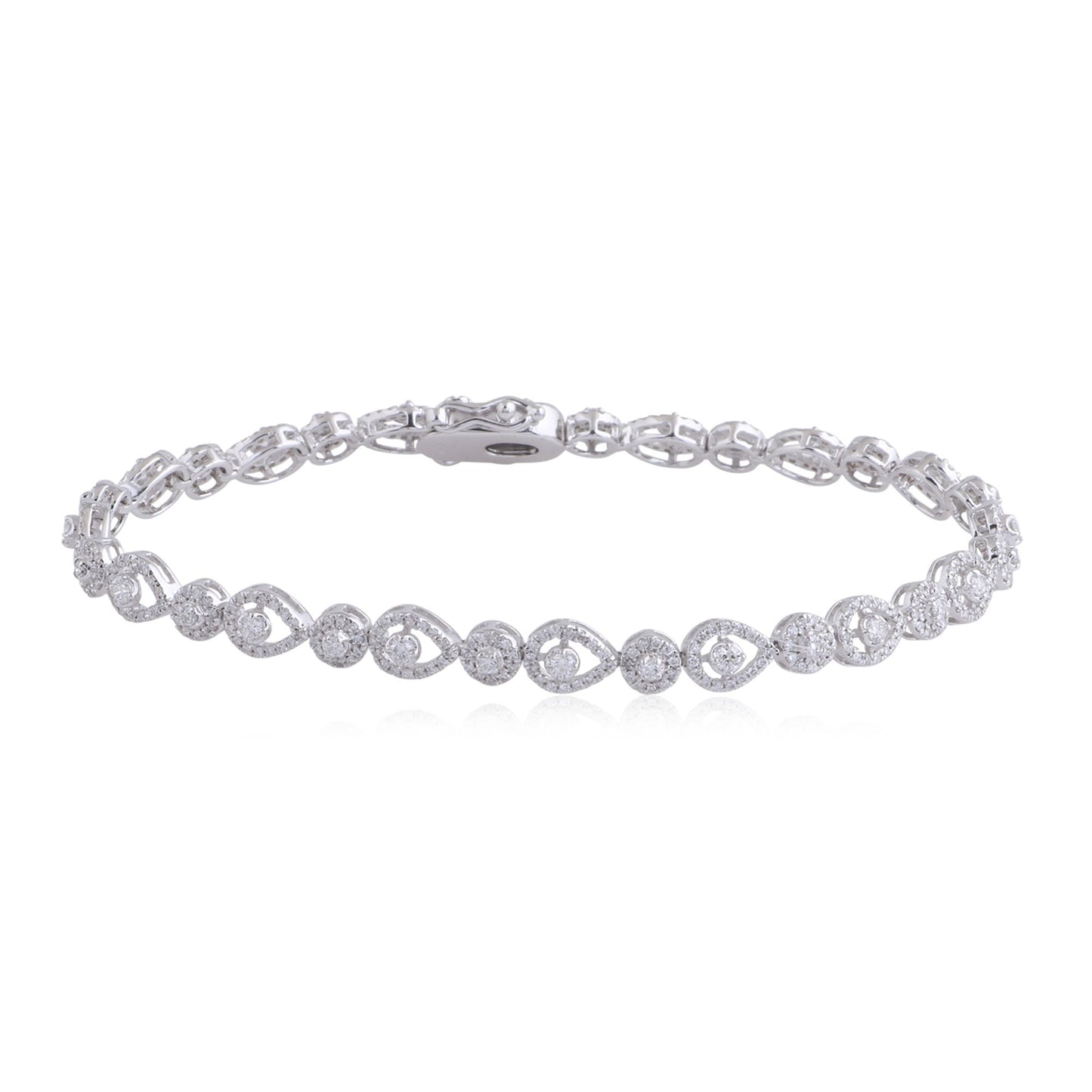 1.65 TCW Solid 10Kt White Gold SI Clarity HI Color Diamond Designer Bracelet/Bangle Jewelry