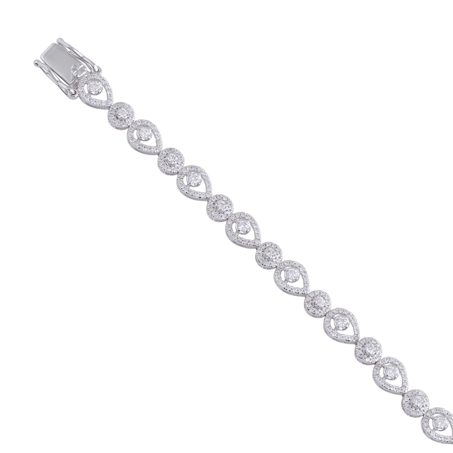 1.65 TCW Solid 10Kt White Gold SI Clarity HI Color Diamond Designer Bracelet/Bangle Jewelry