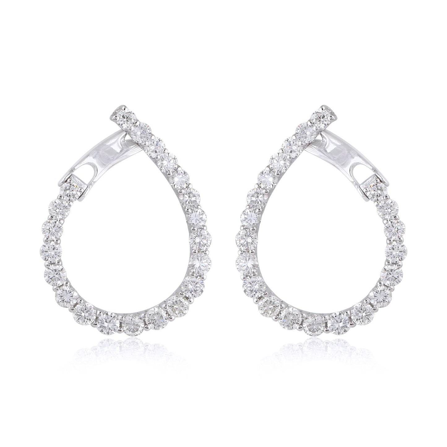 3.5 TCW Solid 10Kt White Gold SI Clarity HI Color Diamond Handmade Drop Earrings