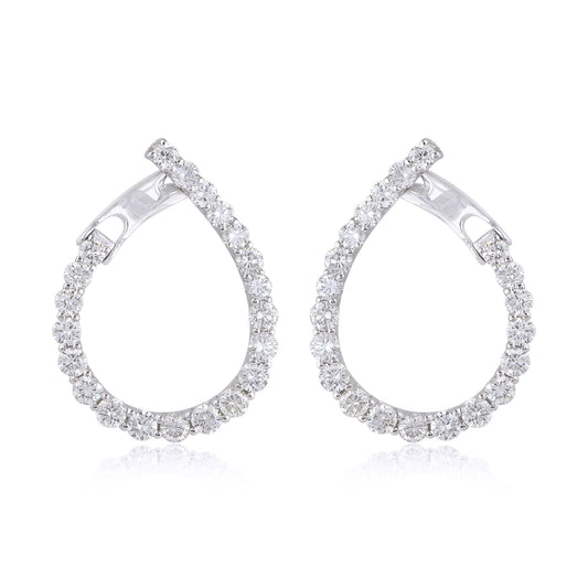 3.5 TCW Solid 10Kt White Gold SI Clarity HI Color Diamond Handmade Drop Earrings