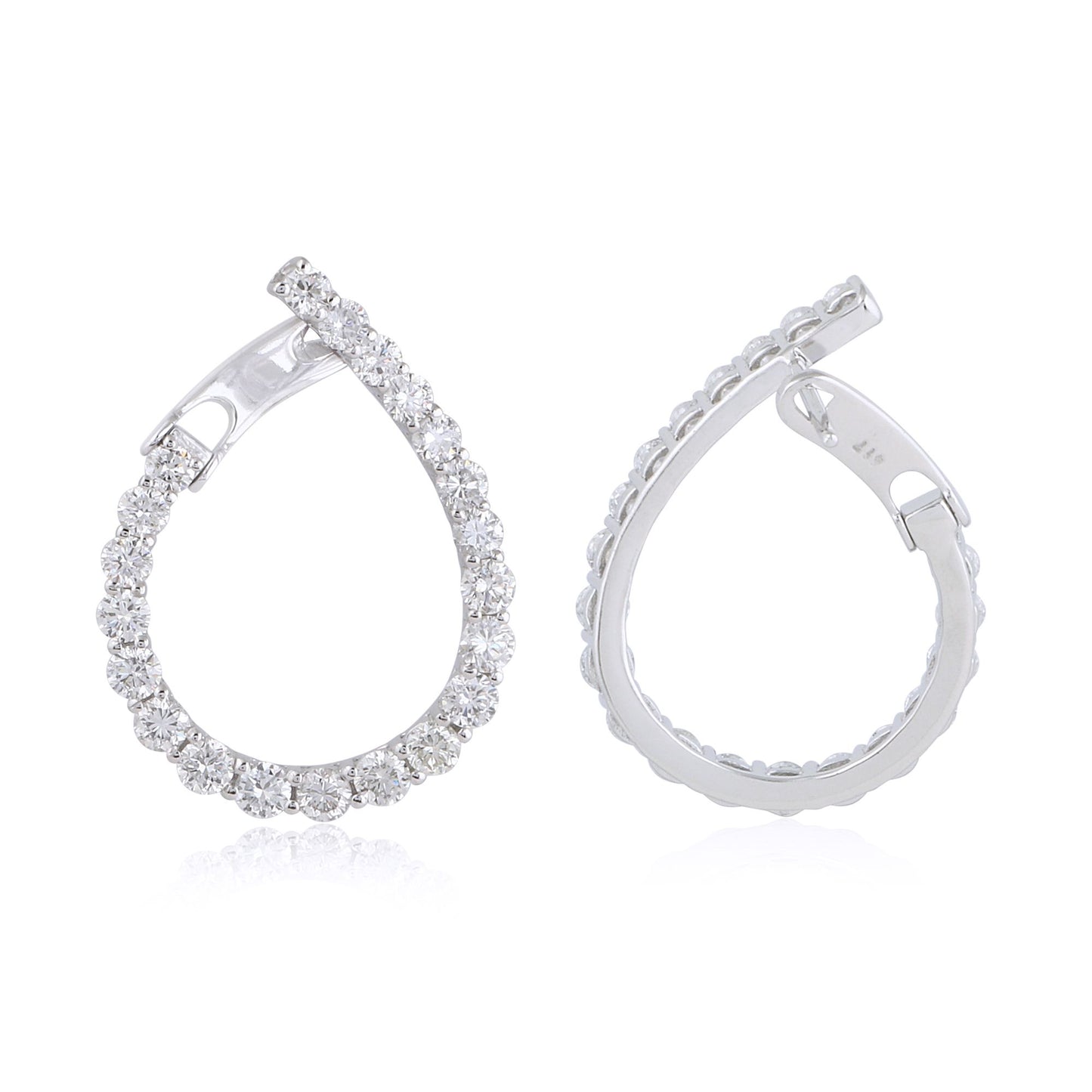 3.5 TCW Solid 10Kt White Gold SI Clarity HI Color Diamond Handmade Drop Earrings