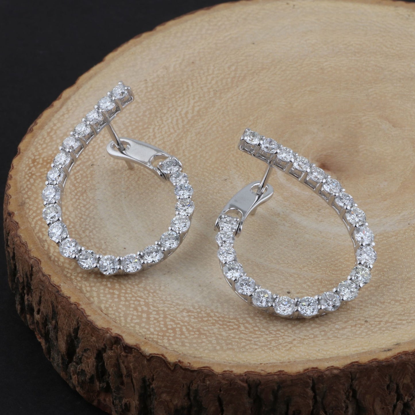 3.5 TCW Solid 10Kt White Gold SI Clarity HI Color Diamond Handmade Drop Earrings