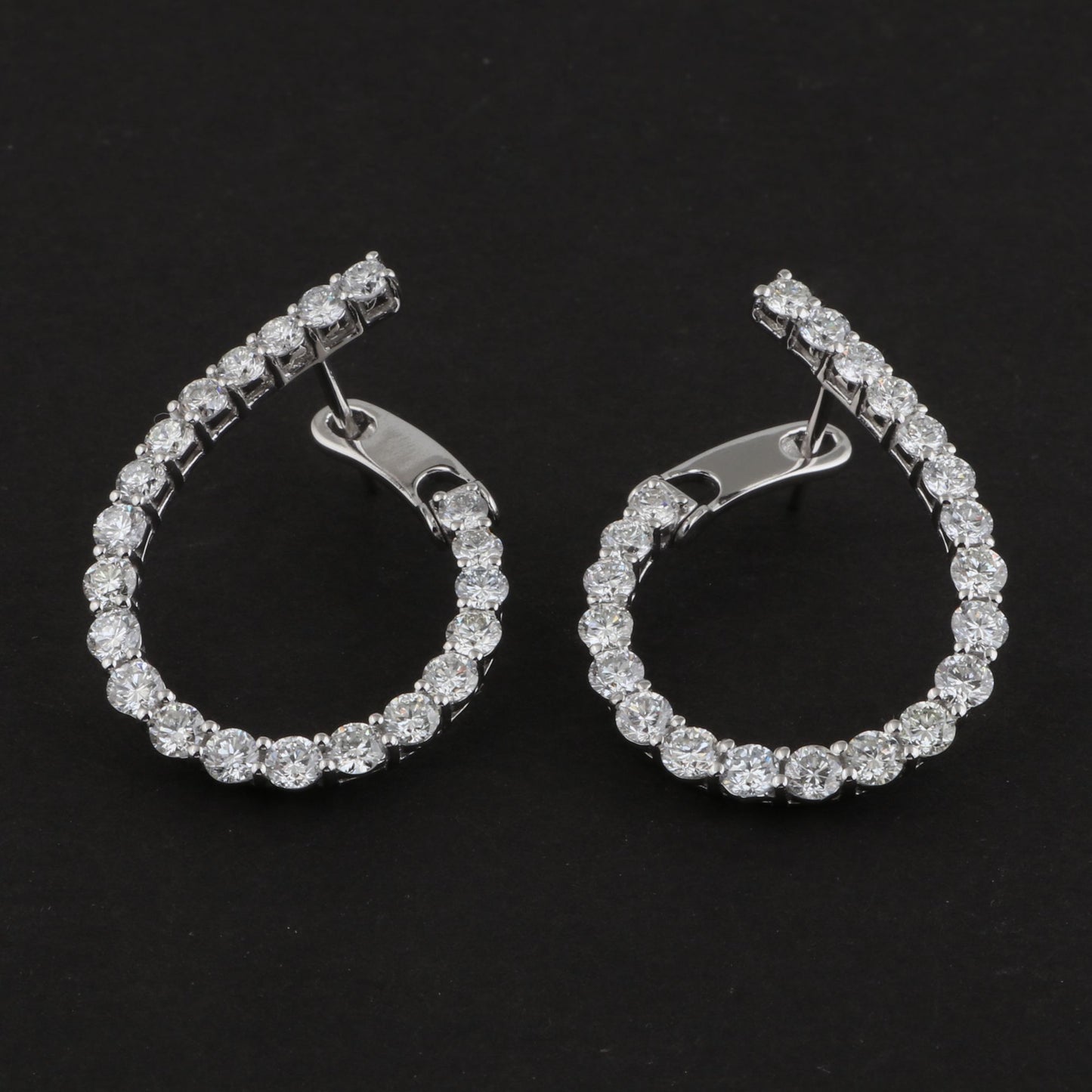 3.5 TCW Solid 10Kt White Gold SI Clarity HI Color Diamond Handmade Drop Earrings