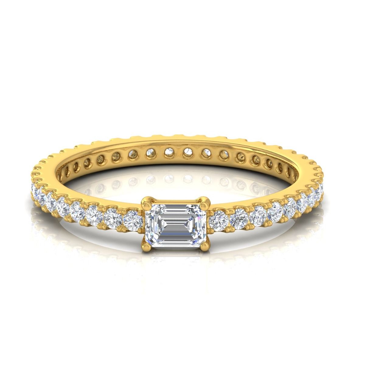 0.58 TCW Solid 14 Kt Gold SI Clarity HI Color Diamond Promise Ring