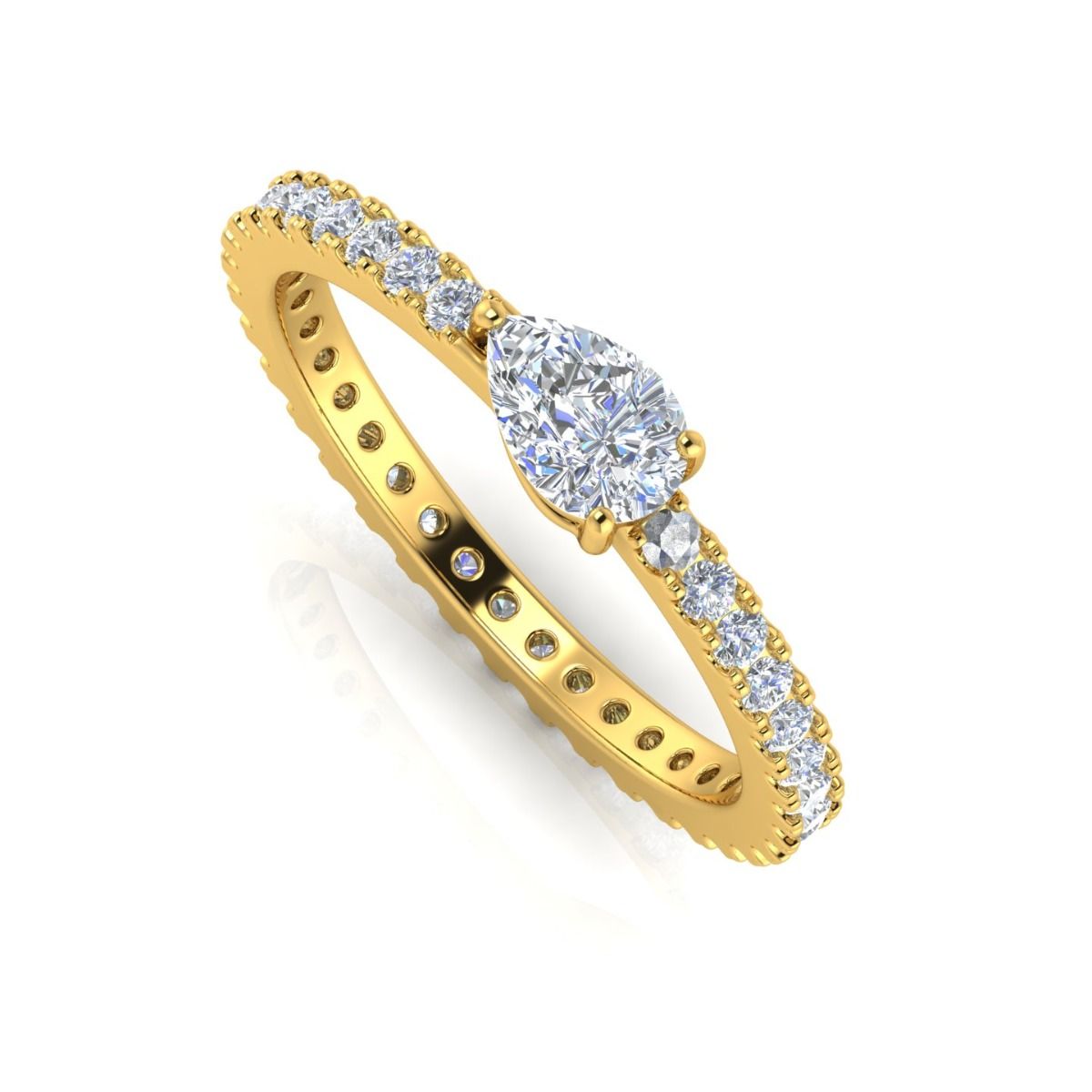 0.65 TCW Solid 14 Kt Gold SI Clarity HI Color Diamond Promise Ring