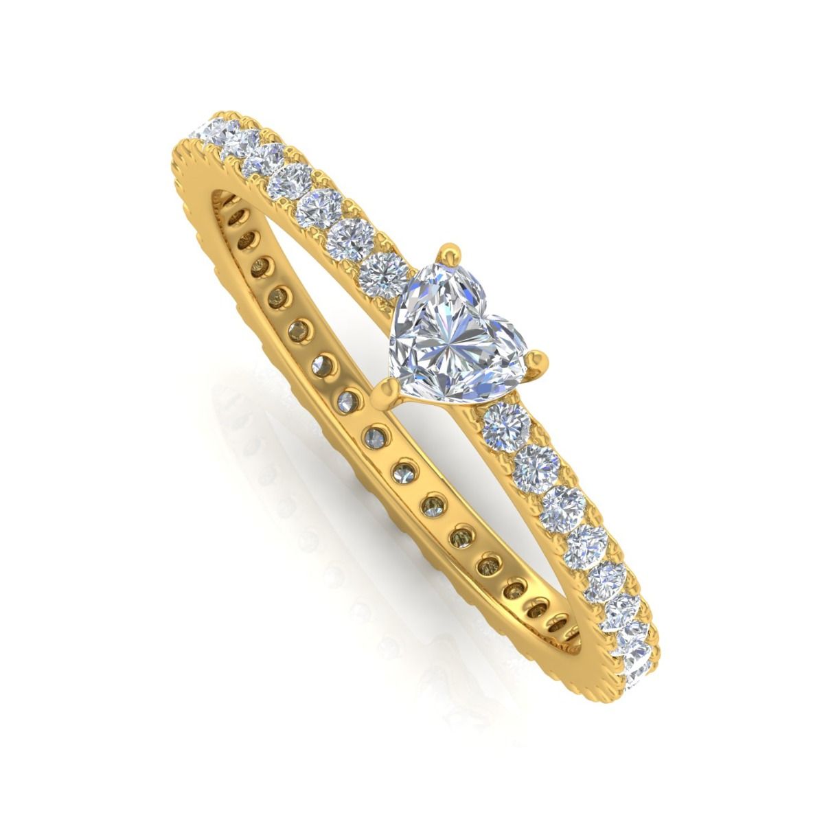 Heart Shaped SI/HI Diamond 0.51 TCW Solid 14 Kt Gold Promise Ring