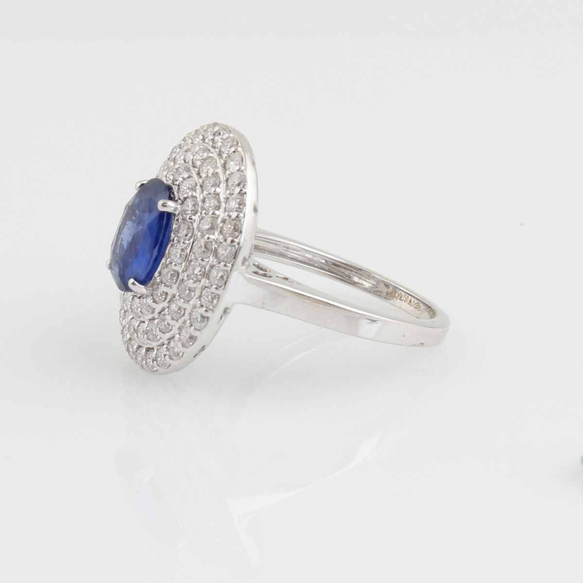 Tanzanite Solid 18 Kt White Gold SI Clarity HI Color Diamond Promise Dome Ring