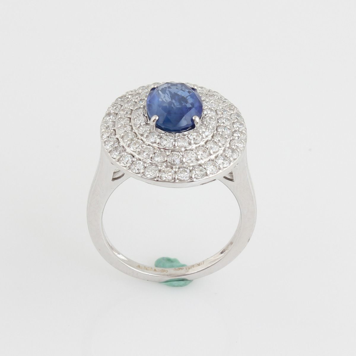 Tanzanite Solid 18 Kt White Gold SI Clarity HI Color Diamond Promise Dome Ring