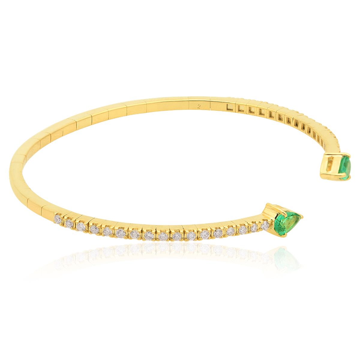 18k Yellow Gold 1.16 TCW SI Clarity HI Color Diamond Emerald Gemstone Cuff Bangle |Bracelet Jewelry For Women |Gift For Her |Anniversary Gift