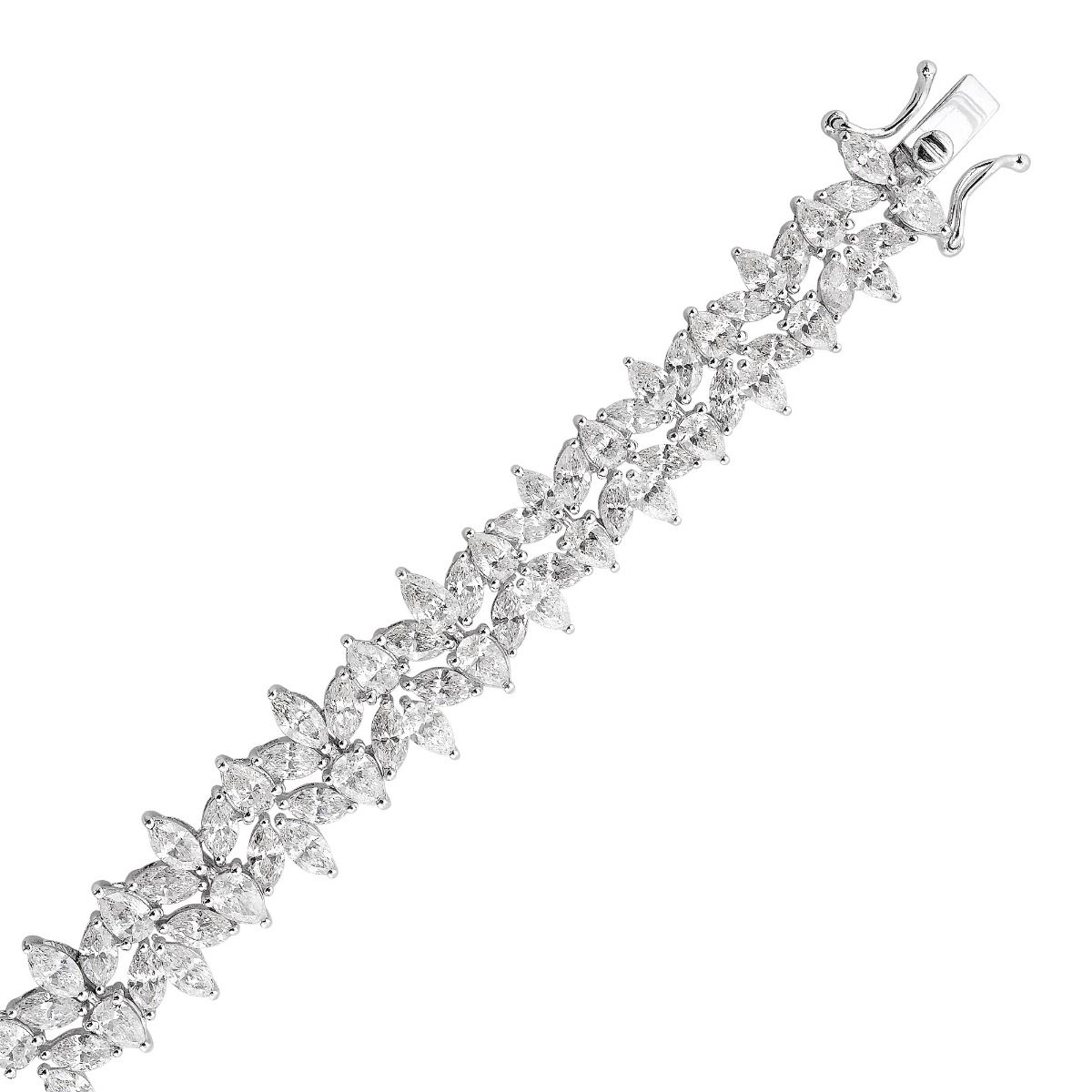 17.50 TCW SI Clarity HI Color Marquise & Pear Shape Diamond Floral design Hand Bracelet For Women , Girls Jewelry , Gift For Her