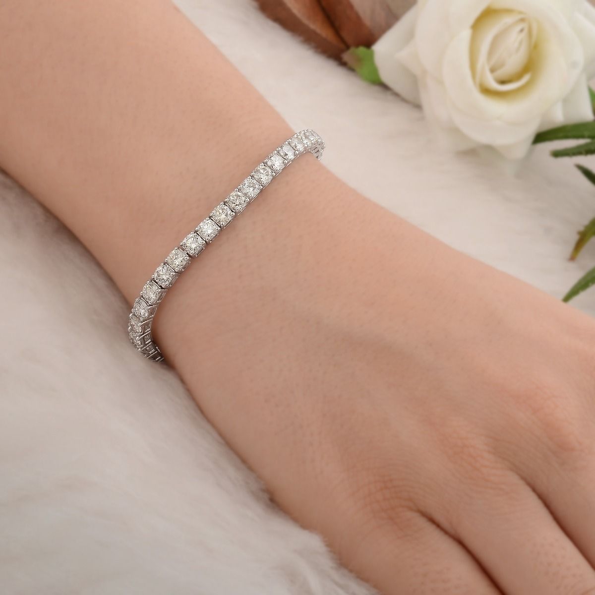 18k White Gold 10.00 TCW SI Clarity HI Color Diamond Tennis Bracelet Jewelry For Women , Gift For Her , Jewelry For Girls