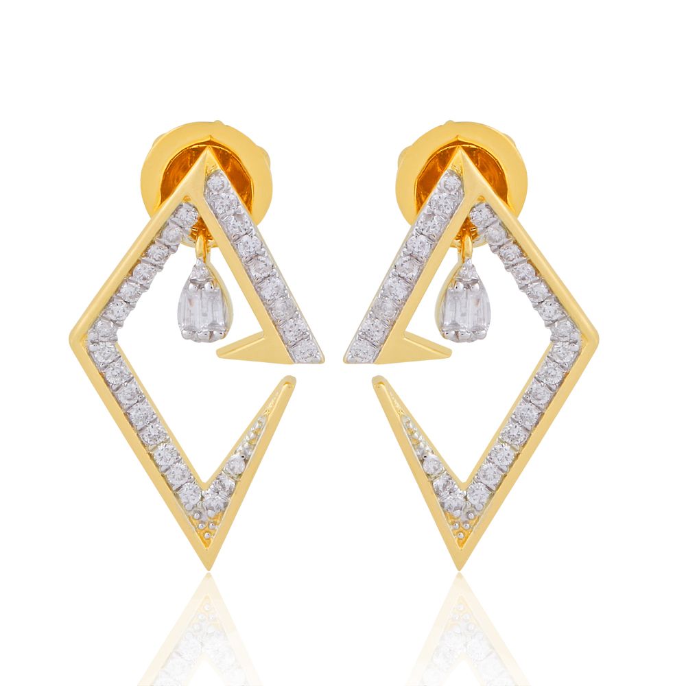 Solid 18K Yellow Gold 0.60 Ct. SI Clarity HI Color Pave Diamond Stud Earrings