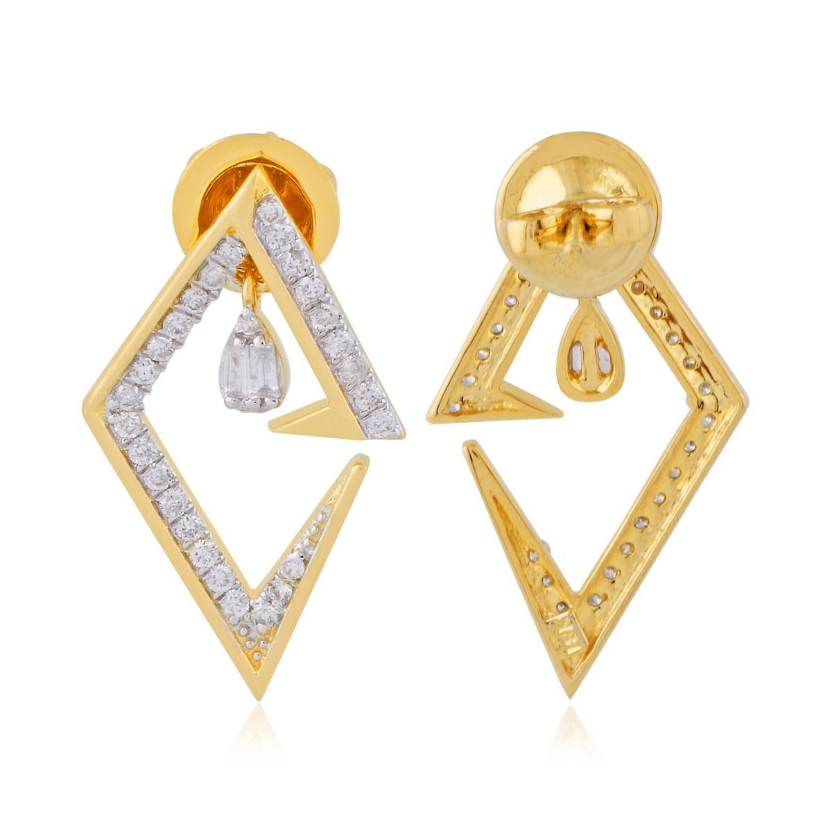 Solid 18K Yellow Gold 0.60 Ct. SI Clarity HI Color Pave Diamond Stud Earrings