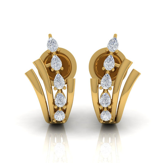 0.6 TCW Pear Shaped SI Clarity HI Color Diamond Solid 18 Kt Gold Handmade Stud Earrings