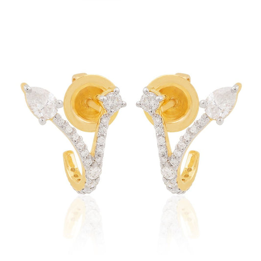 18k Yellow Gold 0.93 TCW SI Clarity HI Color Diamond V shape Stud Earrings Jewelry Fo rWomen , Gift For Her