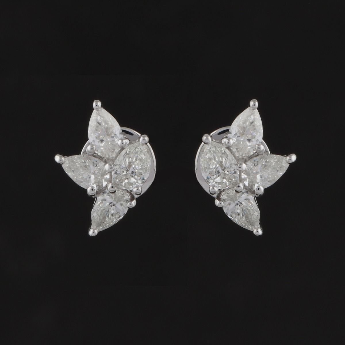 Pear Shaped 1.5 TCW Solid 18 Kt White Gold SI Clarity HI Color Diamond Handmade Stud Earrings