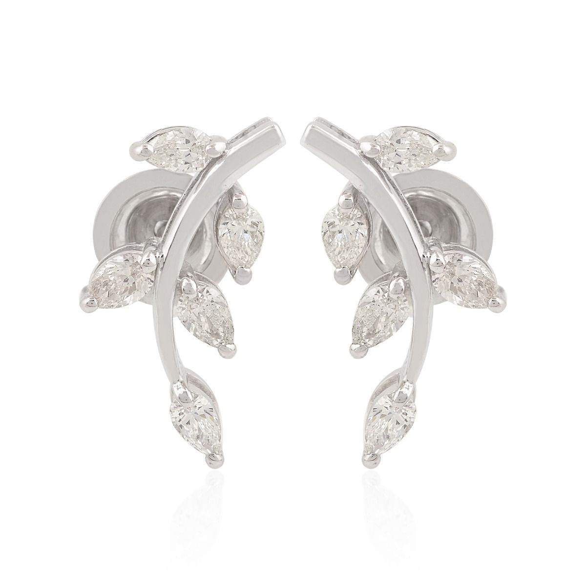 18k White Gold 0.80 TCW SI Clarity HI Color Marquise Diamond Leaf Shape Stud Earrings |Pair Of Stud ||Gift For Her |Diamond Earrings |Jewelry For Women
