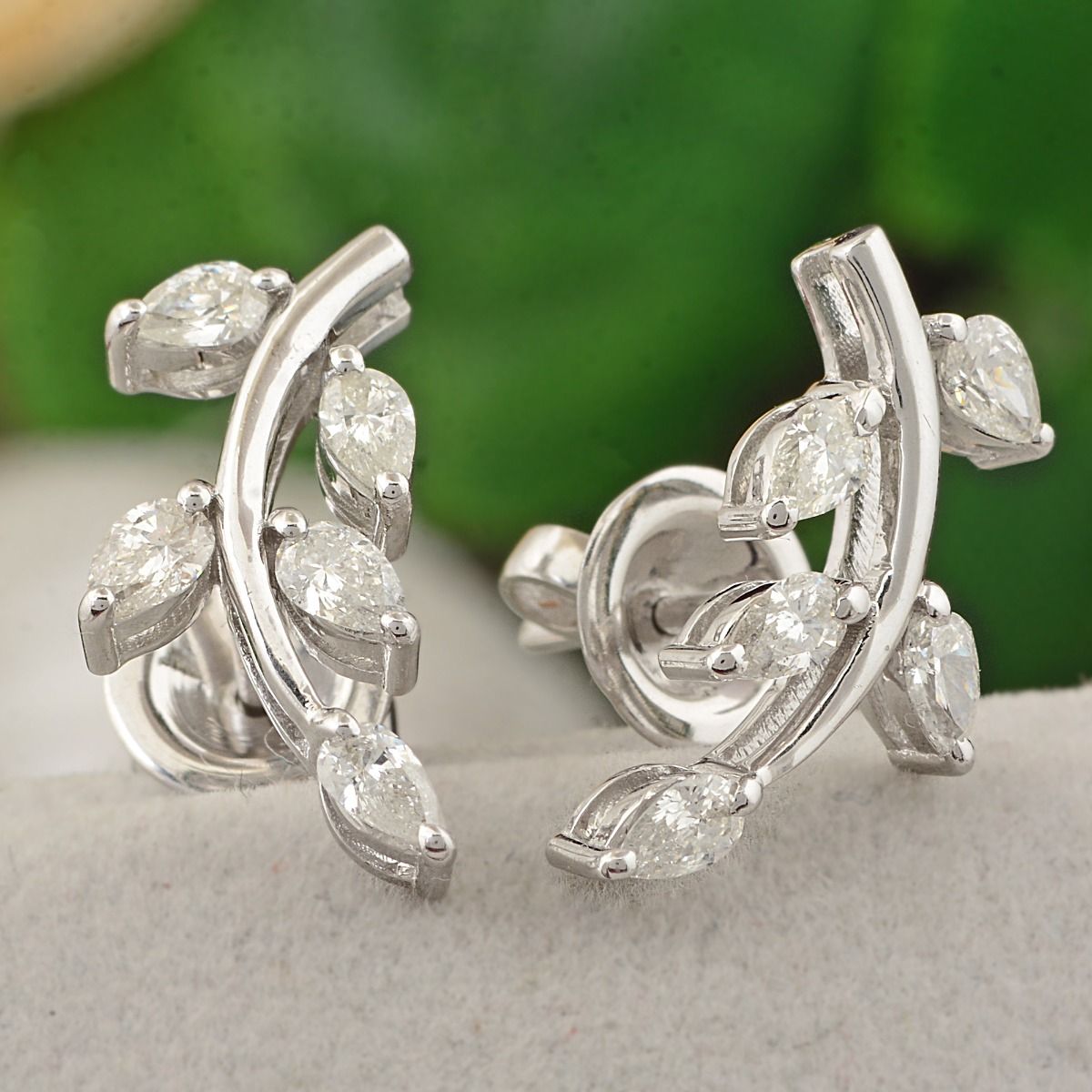 18k White Gold 0.80 TCW SI Clarity HI Color Marquise Diamond Leaf Shape Stud Earrings |Pair Of Stud ||Gift For Her |Diamond Earrings |Jewelry For Women
