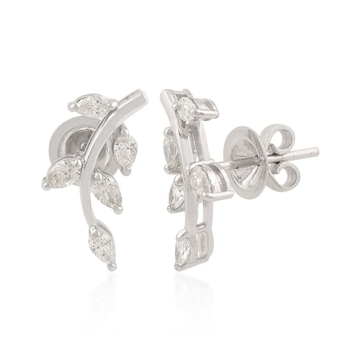 18k White Gold 0.80 TCW SI Clarity HI Color Marquise Diamond Leaf Shape Stud Earrings |Pair Of Stud ||Gift For Her |Diamond Earrings |Jewelry For Women