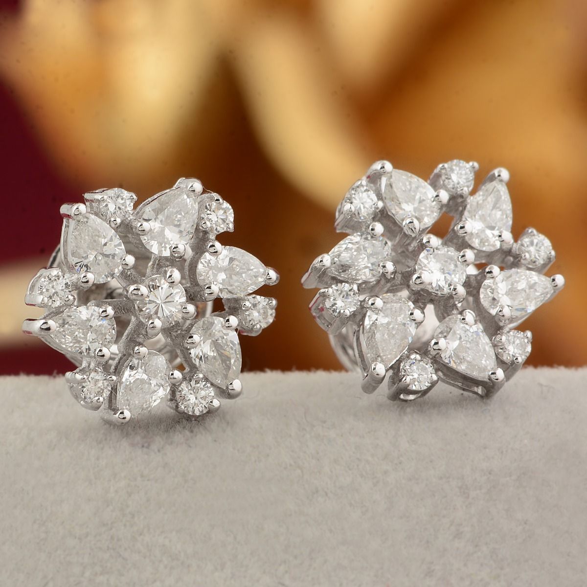 18k White Gold 3.90 TCW SI Clarity HI Color Diamond Flower Stud Earrings Jewelry For Women |Diamond Stud |Handmade Jewelry |Gift For Her |Anniversary Gift