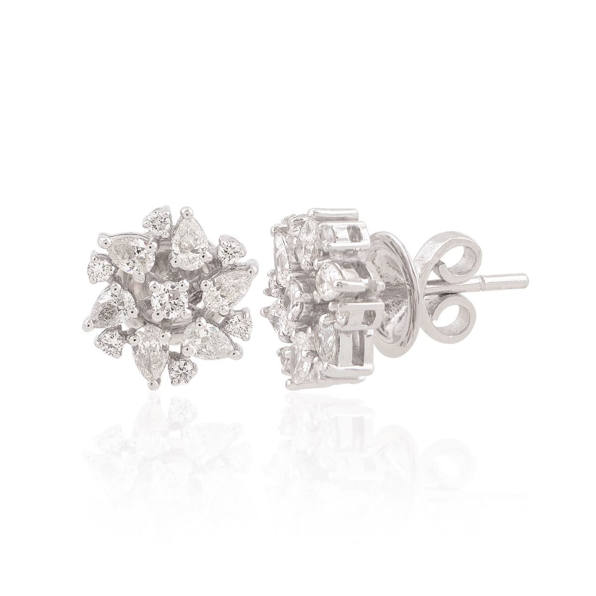 18k White Gold 3.90 TCW SI Clarity HI Color Diamond Flower Stud Earrings Jewelry For Women |Diamond Stud |Handmade Jewelry |Gift For Her |Anniversary Gift