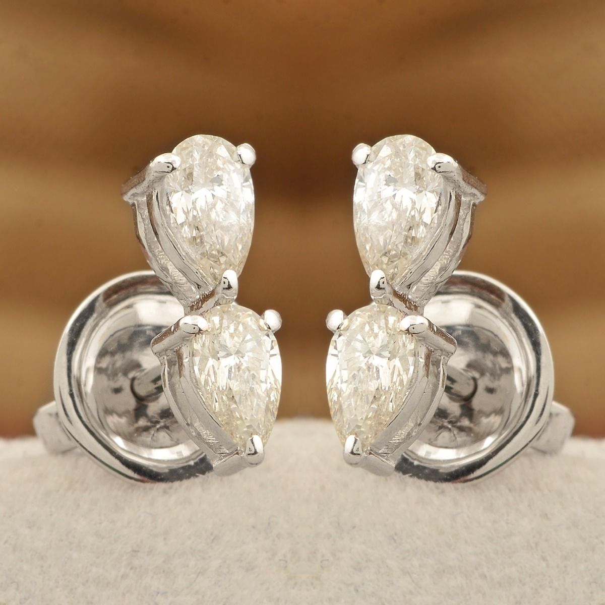 Natural 0.76 TCW Pear HI Color SI Clarity Diamond Studs Earrings 18k White Gold Jewelry | Gift for Her