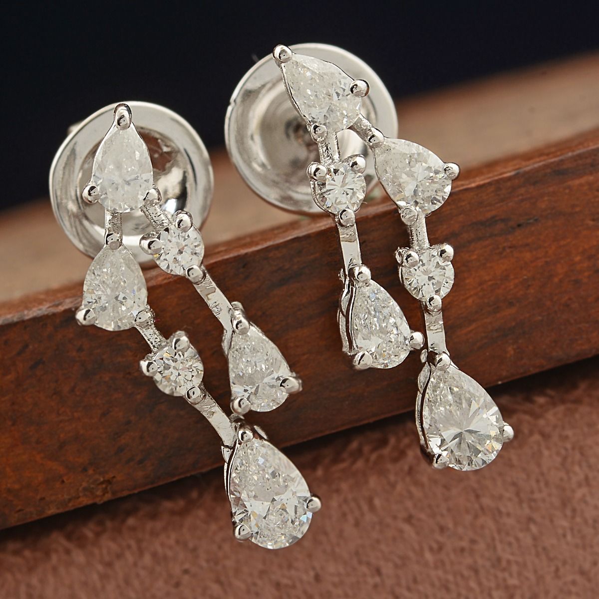 1.10 Ct SI/HI Natural Diamond Dangle Earrings 18k White Gold Jewelry | Party Wear Earrings for Women