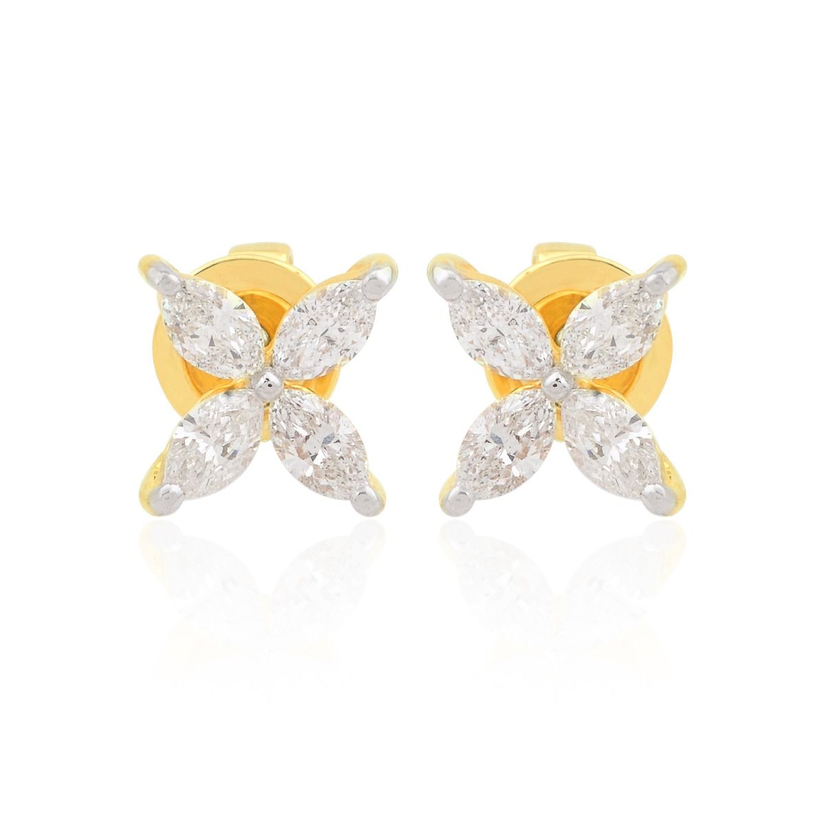 18k Yellow Gold 0.58 TCW SI Clarity HI Color Diamond Stud Earrings Jewelry For Women