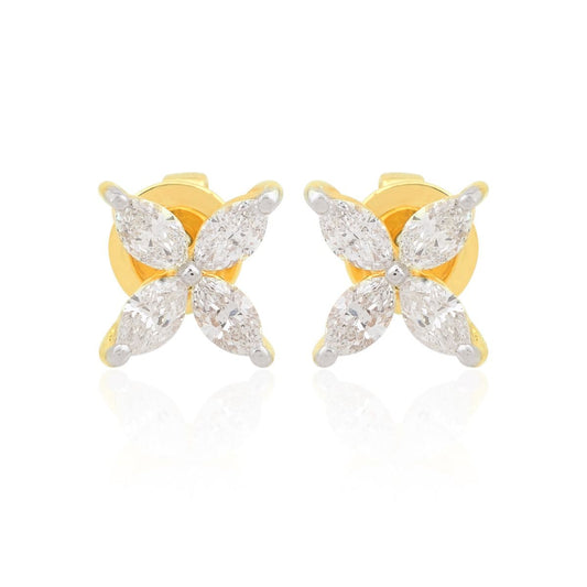 18k Yellow Gold 0.58 TCW SI Clarity HI Color Diamond Stud Earrings Jewelry For Women