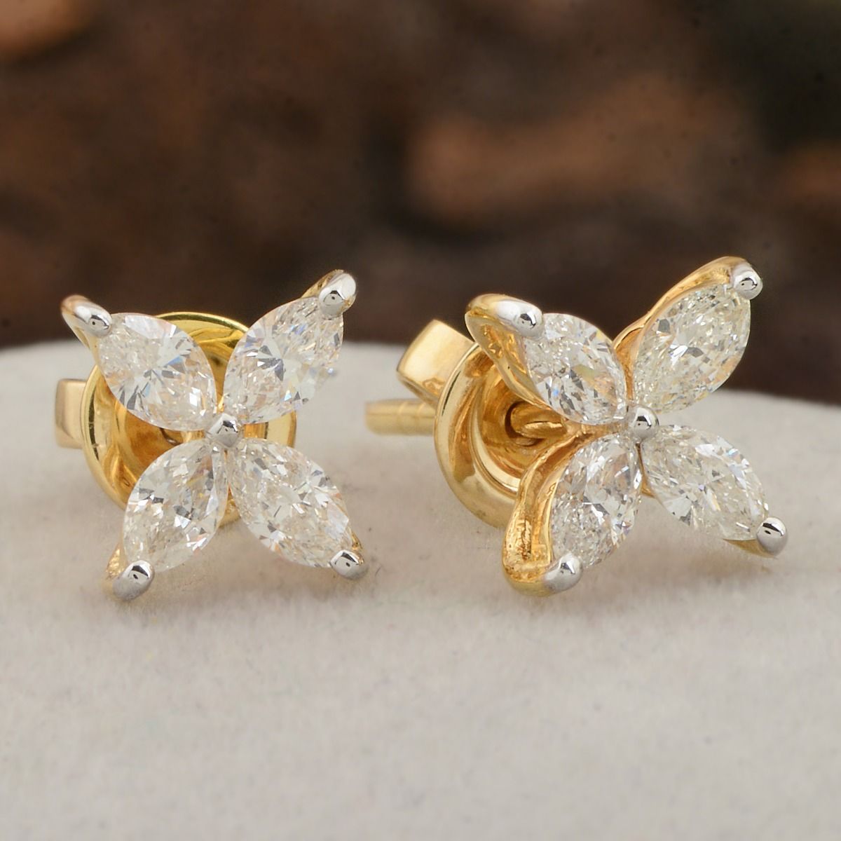 18k Yellow Gold 0.58 TCW SI Clarity HI Color Diamond Stud Earrings Jewelry For Women