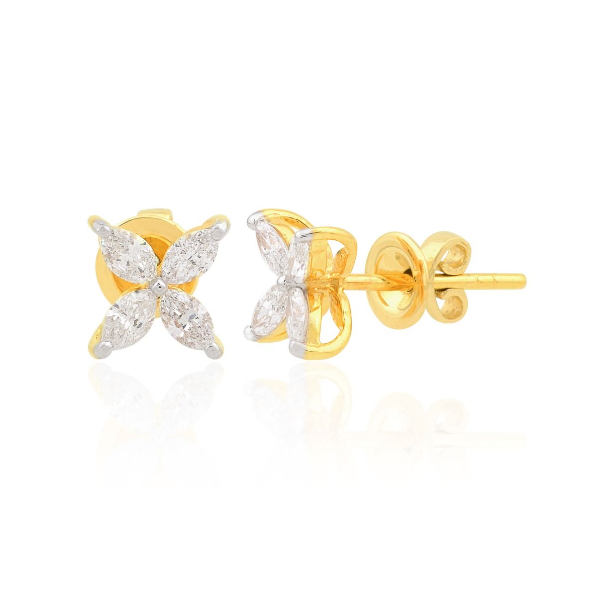 18k Yellow Gold 0.58 TCW SI Clarity HI Color Diamond Stud Earrings Jewelry For Women