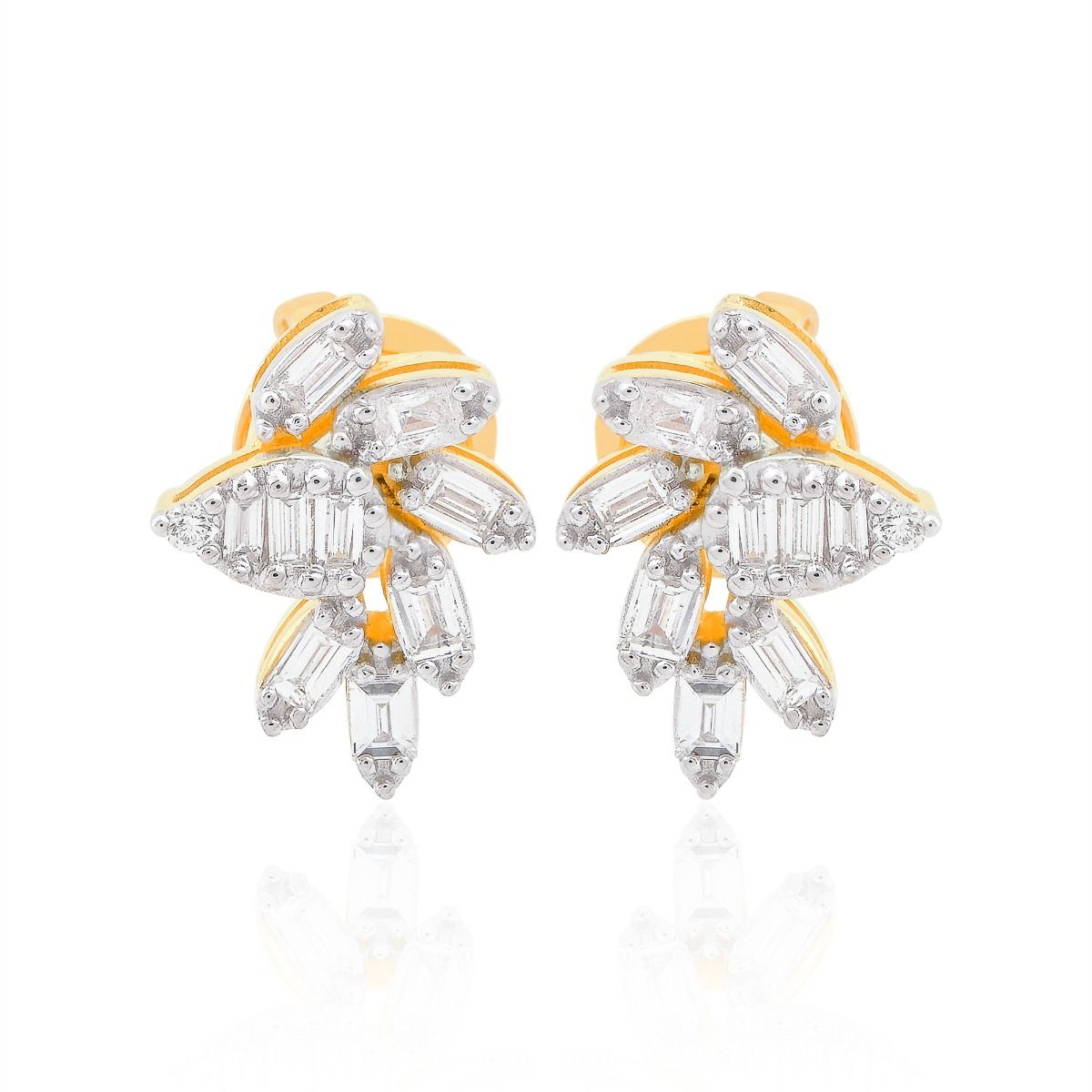 18k Yellow Gold Stud Earring Natural 0.500 Ct. Hi Color Si Clarity Diamond Jewelry Birthday Gift For Her