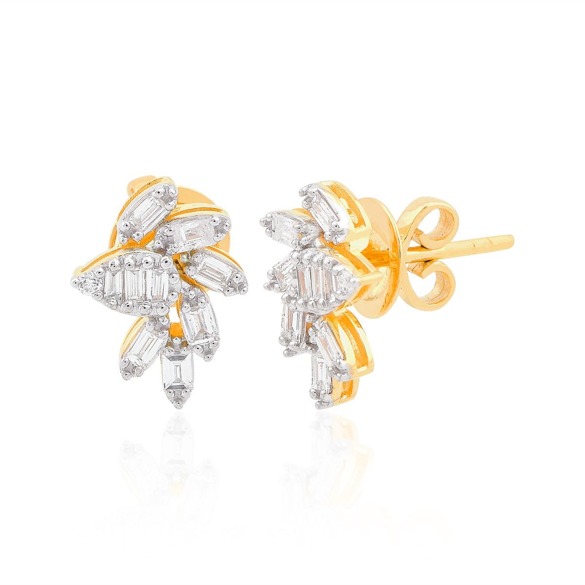 18k Yellow Gold Stud Earring Natural 0.500 Ct. Hi Color Si Clarity Diamond Jewelry Birthday Gift For Her
