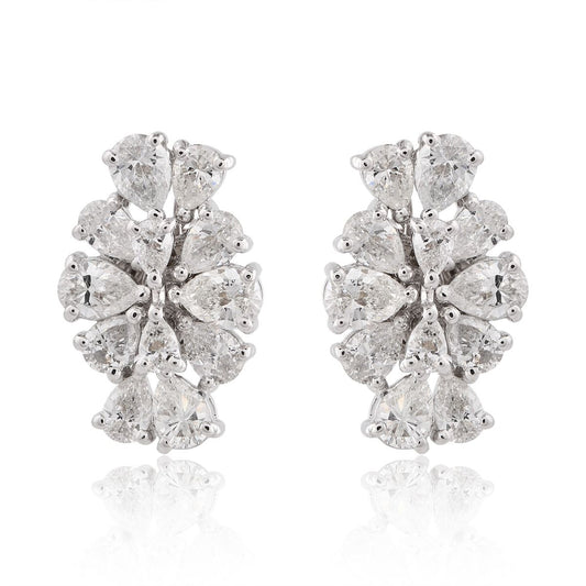 2.45 Carat HI/SI Pear Shape Diamond Solid 18k White Gold Handmade Stud Earrings Women Jewelry