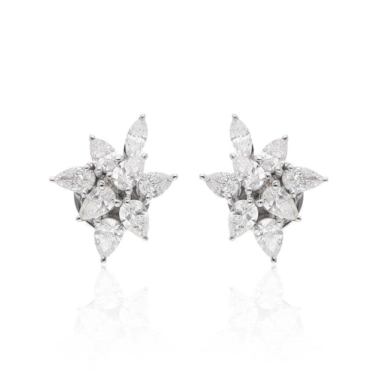 18k White Gold 1.33 Carat HI/SI Diamond Stud Earrings Handmade Party Wear Women Jewelry