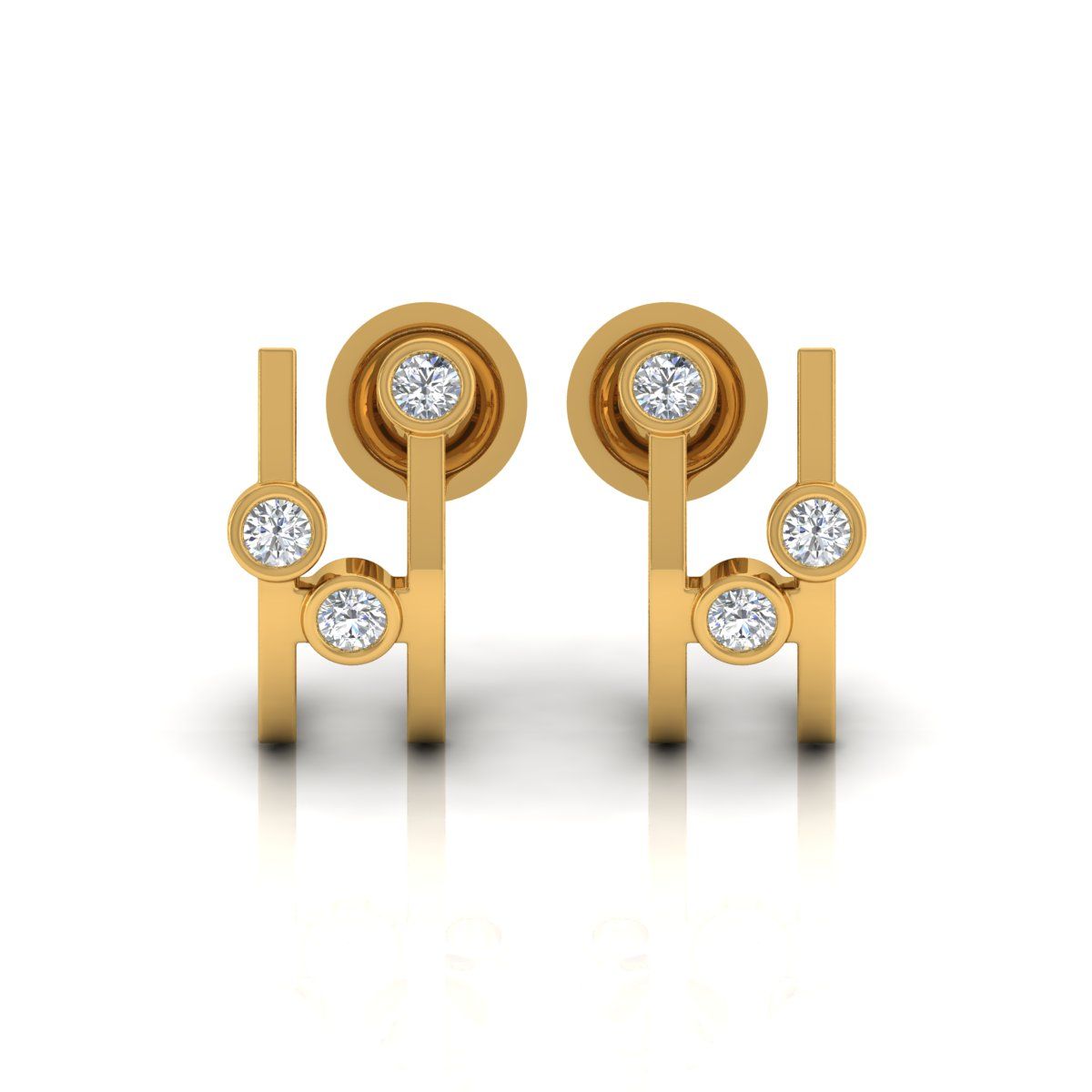 0.44 TCW Solid 18 Kt Gold SI Clarity HI Color Diamond Fine Stud Earrings