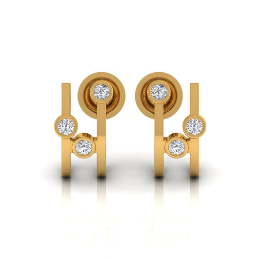 0.44 TCW Solid 18 Kt Gold SI Clarity HI Color Diamond Fine Stud Earrings