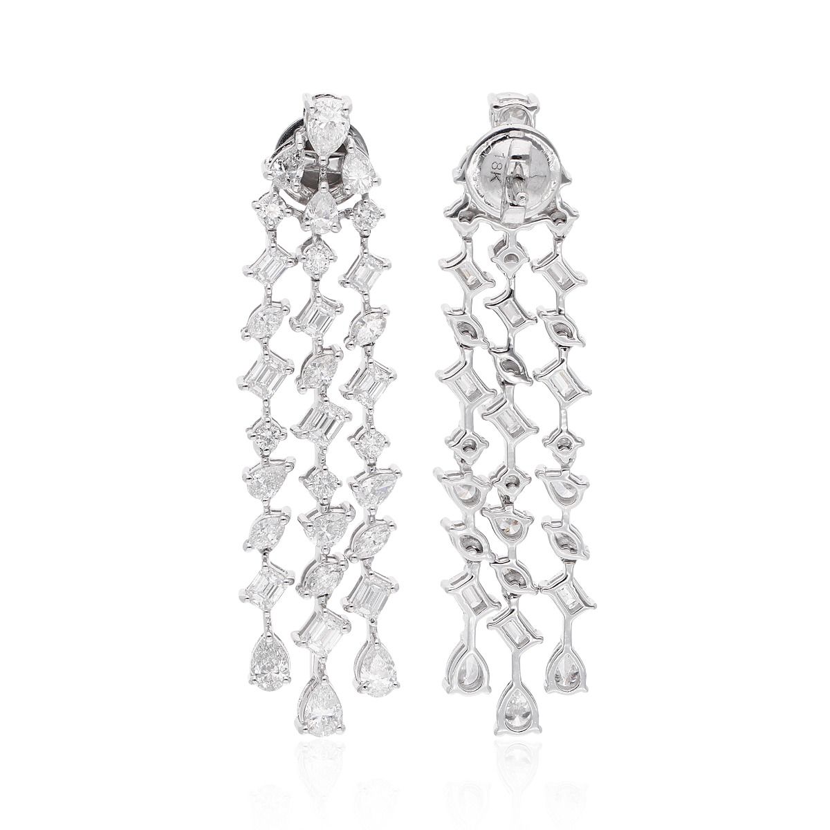 Natural 4.72 Carat HI Color SI Clarity Diamond Chandelier Earrings 18k White Gold Handmade Fine Women Jewelry Anniversary Gift For Her