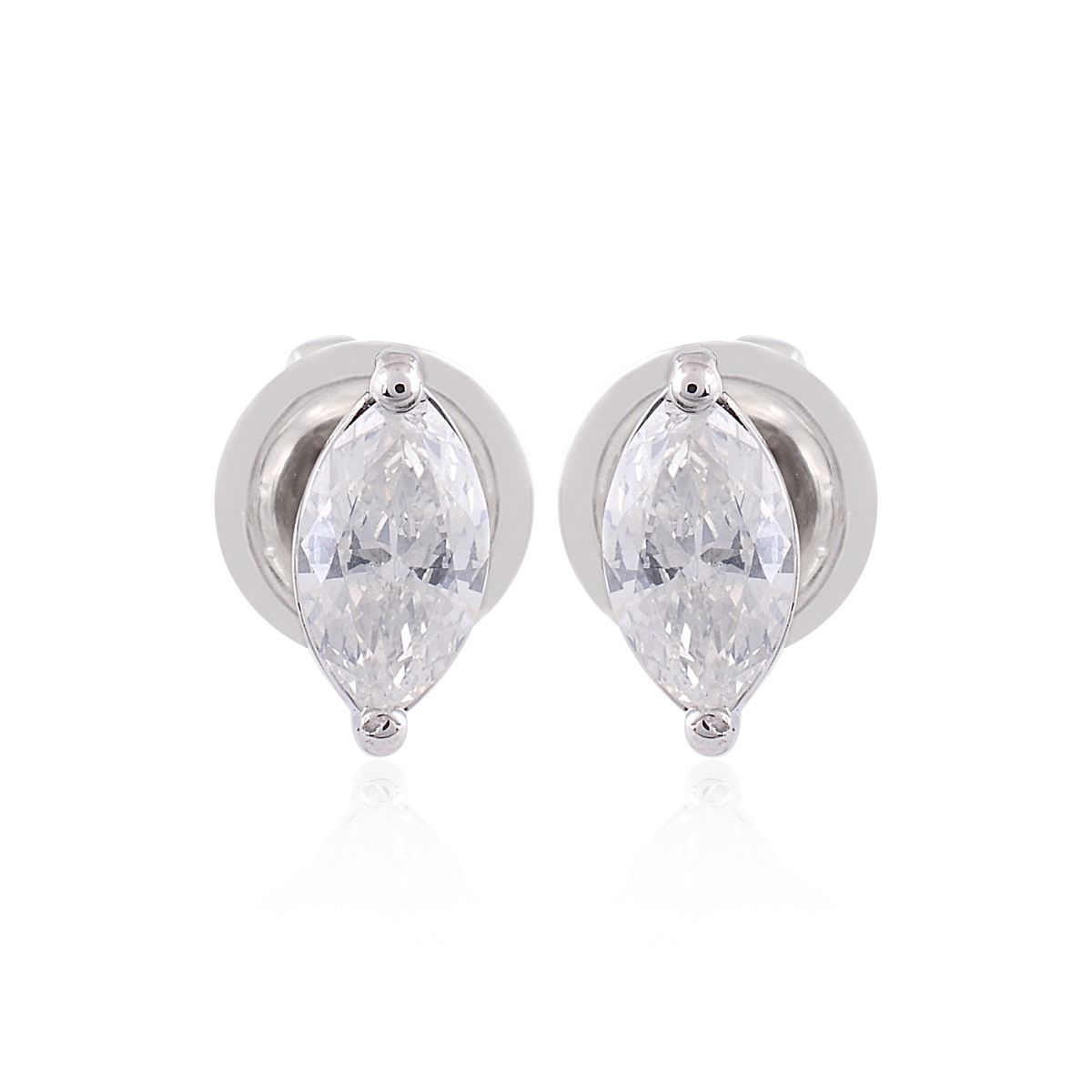 0.81 TCW Solid 18 Kt White Gold SI Clarity HI Color Marquise Diamond Fine Stud Earrings