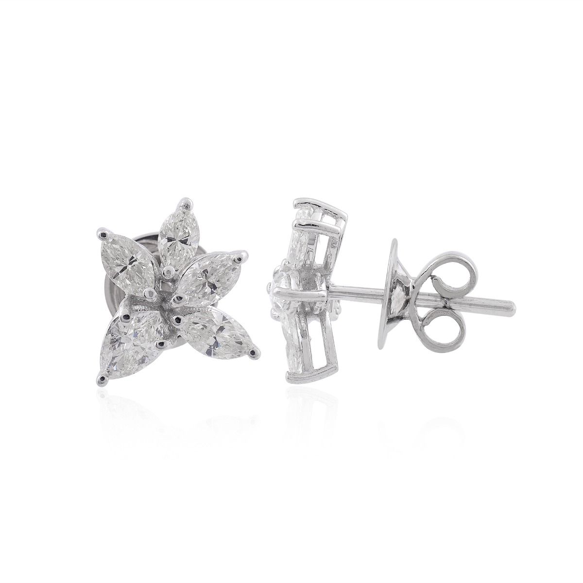 1.17 TCW Solid 18 Kt White Gold SI Clarity HI Color Diamond Minimalist Stud Earrings