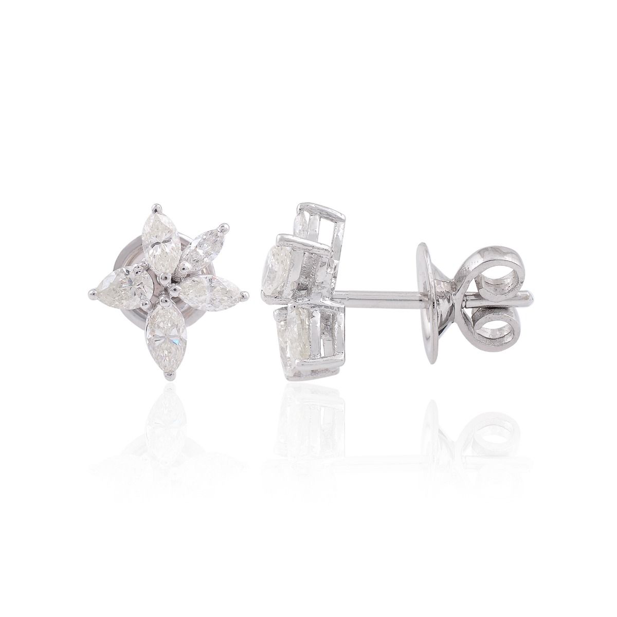 1.5 TCW Solid 18 Kt White Gold SI Clarity HI Color Diamond Fine Minimalist Stud Earrings